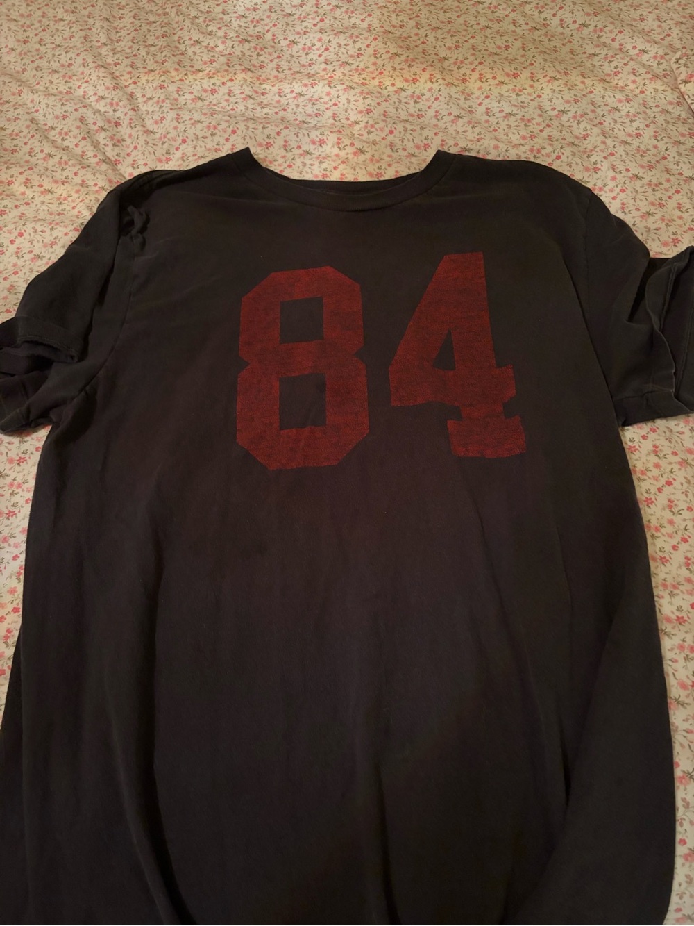 Brandy Melville Black Short Sleeve Tee with Red '84' Graphic